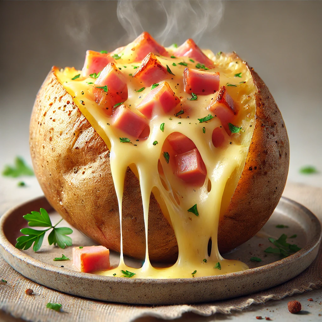 Batata recheada sabor presunto e queijo